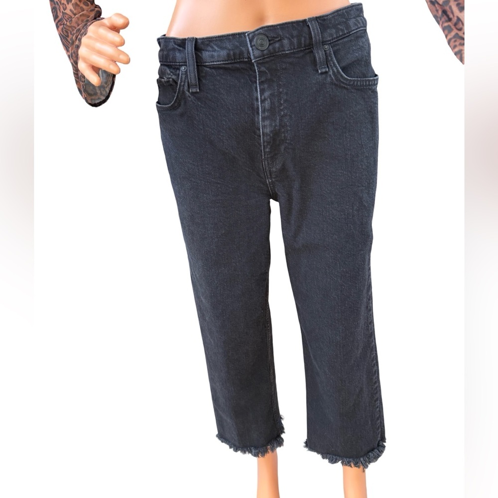 Hudson Jeans Black Cropped Frayed Hem Women's Jeans
